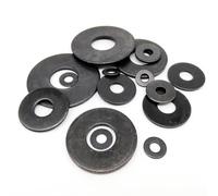 Generico 2/50 pezzi M3 M4 M5 M6 M8 M10 M12 M14 M16 Rondella piatta larga e larga in acciaio grado 8.8 nero, guarnizione semplice(50pcs M4x12x1mm)