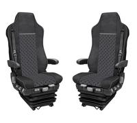 Generico 2 Coprisedili Grigio - Nero 1+1 Camion 2 Posti Coprisedile in Ecopelle Compatibile Airbag Bracciolo e Cintura Sicurezza Integrati Compatibile con Iveco Stralis S-Way dal 2021