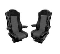 Generico 2 Coprisedili Grigio - Nero 1+1 Camion 2 Posti Coprisedile in Ecopelle Compatibile Airbag Bracciolo e Cintura Sicurezza Integrati Compatibile con Mercedes Actros MP4 EURO 6 2015-2021