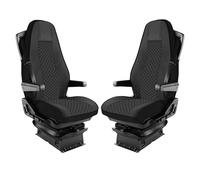 Generico 2 Coprisedili Nero 1+1 Camion 2 Posti Coprisedile in Ecopelle Compatibile Airbag Bracciolo e Cintura Sicurezza Integrati Compatibile con Volvo FH Euro 6 2016-2020