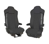 Generico 2 Coprisedili Nero 1+1 Camion 2 Posti Coprisedile in Ecopelle Nera Compatibile Airbag Bracciolo e Cintura Sicurezza Integrati Compatibile con Iveco Stralis S-Way dal 2021