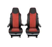 Generico 2 Coprisedili Rosso - Nero 1+1 Camion 2 Posti Coprisedile in Ecopelle Compatibile Airbag Bracciolo e Cintura Sicurezza Integrati Compatibile con MAN TGX 2015-2020