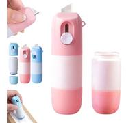 Generico 2-in-1 Box Cutter & Thermal Paper Eraser, Thermal Ink Remover Includes Refill Pack, Label Correction Pen with Mini Box Cutter, Privacy Protection for Labels & Receipts (Pink)