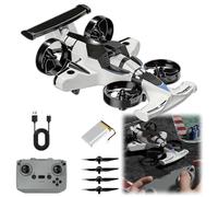 Generico 2 in 1 Flying RC Car Drone,360° High Speed Rechargeable Dual Mode Remote Control Drone,3 Speeds Adjustable 2.4Ghz 4WD Stunt Car,Birthday Gifts for Boys and Girls (White)