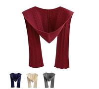 Generico 2-in-1 Unisex Hooded Scarf,Winter Warm Knit with Pocket for Men & Women,Cold Weather Outdoor Activities (Wine red)