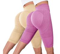 Generico 2 Pack Corti Leggins Anticellulite Donna Compressione 3D Sportivi Leggings Push Up Vita Alta Pantaloni Short per Anti Massa Grassa Pantacollant Fitness Sport, Palestra, Yoga