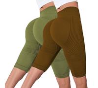 Generico 2 Pack Corti Leggins Anticellulite Donna Compressione 3D Sportivi Leggings Push Up Vita Alta Pantaloni Short per Anti Massa Grassa Pantacollant Fitness Sport, Palestra, Yoga