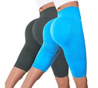 Generico 2 Pack Corti Leggins Anticellulite Donna Compressione 3D Sportivi Leggings Push Up Vita Alta Pantaloni Short per Anti Massa Grassa Pantacollant Fitness Sport, Palestra, Yoga