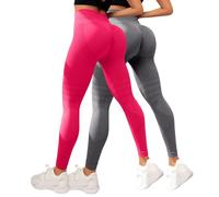 Generico 2 Pack Leggins 3D Anticellulite Donna,Push Up Sculpture Lipedema a Compressione Controllo Graduata Anti Cellulite Leggings Sportivo Vita Alta Senza Cuciture Donna Fitness Yoga Pantacollant