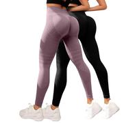 Generico 2 Pack Leggins 3D Anticellulite Donna,Push Up Sculpture Lipedema a Compressione Controllo Graduata Anti Cellulite Leggings Sportivo Vita Alta Senza Cuciture Donna Fitness Yoga Pantacollant