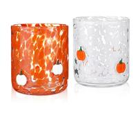 Generico 2 Pcs Halloween Icon Juice Glasses, New 14oz Icon Stemless Drinking Pumpkin Glasses Set, Pumpkin Icon Glasses, Ideal for Gift Party Lovely Gifts Drinkware (2PCSB)