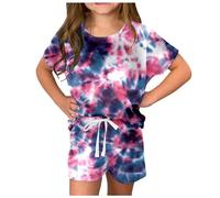 Generico 2 Pezzi Bambino Ragazze Pigiama Pigiami Bambina Estivo da Ragazza er Adolescenti con Stampa, in Due Sleepwear Pjs Morbido Set di Pantaloni per 2-12 Anni