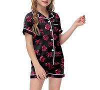 Generico 2 Pezzi Bambino Ragazze Pigiama Ragazzo Lungo in Tinta Unita e Pantaloncini Corto da Ragazza Sleepwear Pjs Natalizio Pigiami per Bambina 2-12 Anni