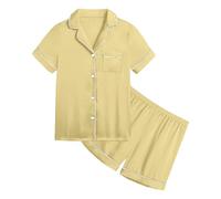 Generico 2 Pezzi Bambino Ragazze Pigiama,Vestiti Pigiama Bambina da Ragazza er Adolescenti Maglietta e Pantaloni Corti Famiglia Camicie Notte per Tops Pants Nightwear Abbigliamento Estivo 7-14 Anni