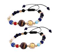 Generico 2 Pezzi Bracciale a stella del sovrano Bracciale di spazio terrestre bracciali estetici braccialetti adolescenti Nine pianeti Bracciale a tema braccialetto pianeta poliestere Nero