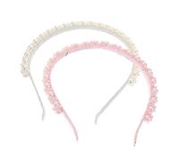 Generico 2 Pezzi Cerchietto Di Perle Cerchio Per Fascia Da Sposa Centro Per Comodo Copricapo Con Di Perle Finte Decorazioni Per La Testa Per Le Donne Resina