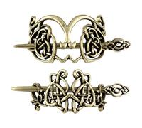 Generico 2 pezzi Clip Capelli Donna Vintage in Metallo Stile Vichingo e Celtico Fermagli per Capelli Resistenti Accessori Eleganti per Feste e Cosplay