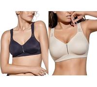 Generico 2 Pezzi Elvira - Reggiseno Senza Ferretto con Spalline Larghe Comfort, Coppe Preformate e Fascia Anatomica per Sostegno, Modellante e, Coppa D (IT, Numero, 46, Regular, Regular, Nero Tierra)