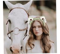 Generico 2 Pezzi Fascia per Capelli Morbida di Rana con Occhi Grandi Elastico e Versatile per Trucco e Lavaggio Viso Accessorio Cute in Peluche per Feste Cosplay e Quotidiano
