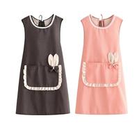 Generico 2 Pezzi Grembiule Maestra Scuola Infanzia - Grembiule da Lavoro in Tela, Traspirante, Antimacchia e Resistente, Taglia Unica per Cucina, Giardinaggio, Pittura, BBQ (A)