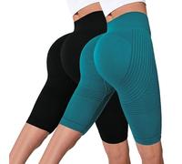 Generico 2 Pezzi Leggins Anticellulite Donna Compressione 3D Sportivi Leggings Push Up Vita Alta Pantaloni Short per Anti Massa Grassa Pantacollant Fitness Sport, Palestra, Leggins Corti Donna
