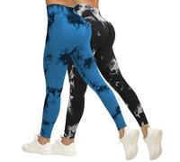 Generico 2 Pezzi Leggins Anticellulite Donna Leggins 3D Compressione Graduata Push Up Leggings Anti Cellulite -Lipedema Sculpture Leggings Sportivi Yoga e Uso Quotidiano S-3XL