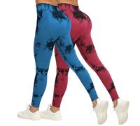 Generico 2 Pezzi Leggins Compressione Graduata Donna Leggings Anti Cellulite Palestra 3D AnticellulitePush Up Cotone Pantaloni Sportivi Lunga Pantacollant per Fitness