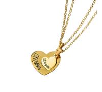 Generico 2 pezzi/Set Collana Madre Figlia Cuore per Tagliare Collane d'Amore con Lettere Incise per donne Ragazze Regalo per mamme