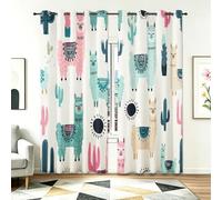 Generico 2 Pezzi Tende Oscuranti 140L X 260A cm - Interni Isolanti Termiche con Occhielli, Bohemien Minimalista Animali Alpaca Cactus Tenda Coprenti per Camera da Letto e Soggiorno Decorazione, Beige