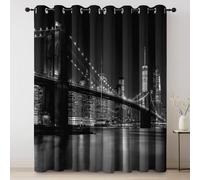 Generico 2 Pezzi Tende Oscuranti 140L X 260A cm - Interni Isolanti Termiche con Occhielli, Moderno Moda Città Edificio Ponte Tenda Coprenti per Camera da Letto e Soggiorno Decorazione, Multicolore