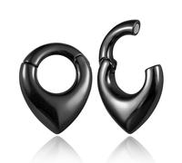 Generico 2 Pezzi Tunnel per Orecchie 6mm Design a Goccia - Gioielli in Acciaio Titanio per Piercing Dilatato, Stile Punk(Black)