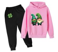 Generico 2 Pezzi Tuta Bambini 2025 Ragazzi Felpa Pullover Set Multi Colore Bambino Cordinata Full Print E Pantalone Top+Pantalone Per Ragazze Con Cappuccio Pantaloni Tute Sportive Bambina 2-14 Anni