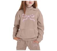 Generico 2 Pezzi Tuta Bambini E Ragazze Con Cappuccio Maniche Lunghe Girocollo Top+Pantalone Per Felpa Pantaloni Jogger Da Bambino Tute Sportive Bambina 3-15 Anni