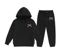 Generico 2 Pezzi Tuta Bambini Ragazze Felpa con Cappuccio Set Completo da Costume Abito Bambina Chic Ed Elegante Sportswear Multi Color Jogger Bambino Tute Sportive 3-15 Anni