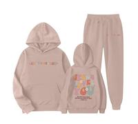 Generico 2 Pezzi Tuta Bambini Ragazze Felpa Con Cappuccio Set Completo Da Costume Zip/Pullover Maniche Lunghe Sportivo Inverno 2-14 Anni Bambina