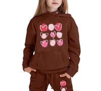 Generico 2 Pezzi Tuta Bambini Set Casual e Comodo da Indossare Felpa per Sport all'Aria Aperta Abito Bambina Chic Ed Elegante di Abbigliamento Ragazze Moda Manica Lunga Tute Sportive 3-15 Anni