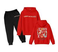 Generico 2 Pezzi Tuta Bambini Top E Pantaloni Kids Maniche Lunghe Girocollo Giacche Con Tasca Natale Bimba Winter Snowsuit Ragazzi Ragazze Abbigliamento Set Tute Sportive Bambina 3-15 Anni