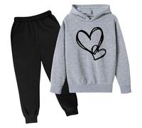 Generico 2 Pezzi Tuta Bambini Top E Pantaloni Kids Maniche Lunghe Girocollo Giacche Con Tasca Sportswear Multi Color Ragazzi Ragazze Abbigliamento Set 2-14 Anni Completo Bambina