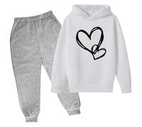 Generico 2 Pezzi Tuta Bambini Top E Pantaloni Kids Solid Color Cotone Completo Set Felpa Con Cappuccio Zip/Pullover Maniche Lunghe Sportivo Ragazzi Ragazze Abbigliamento Primavera Sportiva