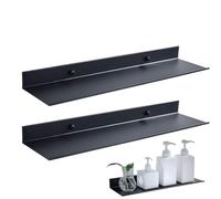 Generico 2-Piece Aluminum Alloy Floating Shelves, Modern Wall-Mounted Display Shelving for Household Organization and Storage, Home Decoration for Living Room, Bedroom, Study Room, Office