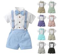 Generico 2 Pz Completino Bambino Set,Abbigliamento Set per Bambini Estivi Bimbo Completini e Coordinati Gentiluomo di Abiti Neonati Completi Stampa Righe Estive Conforto garantito Tutto Il Giorno