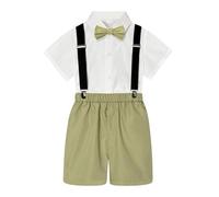 Generico 2 Pz Completino Bambino Set Completo Estivo Bimbo Completini e Coordinati Gentiluomo di Abiti per Neonati Cotone Lino Maglietta Pantaloncini Tuta 1-8 anni attività all'aperto