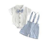Generico 2 Pz Completino Bambino Set,Completo Estivo Bimbo Completini e Coordinati Gentiluomo Set di Magliette Cotone Lino Maglietta Pantaloncini Tuta 1-8 anni Conforto garantito tutto il giorno