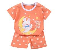 Generico 2 Pz Completino Bambino Set,Completo Estivo Completivi da Estivi Set di Magliette Camicia Quadri Manica Corta Short Elastici Vita Alta per Neonato Ragazzi 1-4 anni