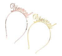 Generico 2 Pz fascia per il divorzio costume punto copricapo decorativo da festa Perline nuziale scrunchies hair band bandana cerchi per da donna accessori per da donna lega