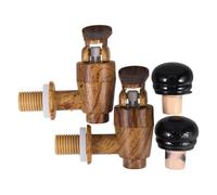 Generico 2 Set Rubinetti in Plastica per Secchiello Vino Tappo Ermetico, Design Vintage in Legno Simulato, Dispenser per Occasioni Speciali e Bar Casalinghi