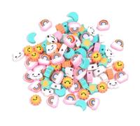 Generico 20/50/100 pz Carino Arcobaleno Stelle Luna Nuvole Perline di Argilla Polimerica Perline Allentate Del Distanziatore Per Collane Braccialetto FAI DA TE(50pcs)
