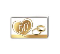 Generico 20 bigliettini per bomboniera Celebrazione Matrimonio Anniversario 25° o 50° Anni Insieme Biglietti bomboniere bigliettino | Vari Modelli e Colori (Cinquantesimo Cuore Oro E FEDI)