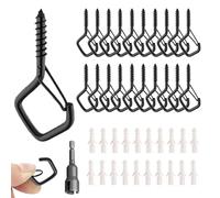 Generico 20 Pcs Square Snap Ceiling Hooks for Hanging Plants, Hangers Outdoor Hooks for String Lights, Wind Chimes, Lanterns, Christmas Decorations (Black)
