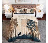 Generico 200 x 200 cm Trapunta Sud-Occidentale Piumino Reversibile, Trapunta Animali Della Foresta Cervi Traspirante e Morbida, Piumone Lavabile in Lavatrice 4 Stagioni con 2 Federe incluse